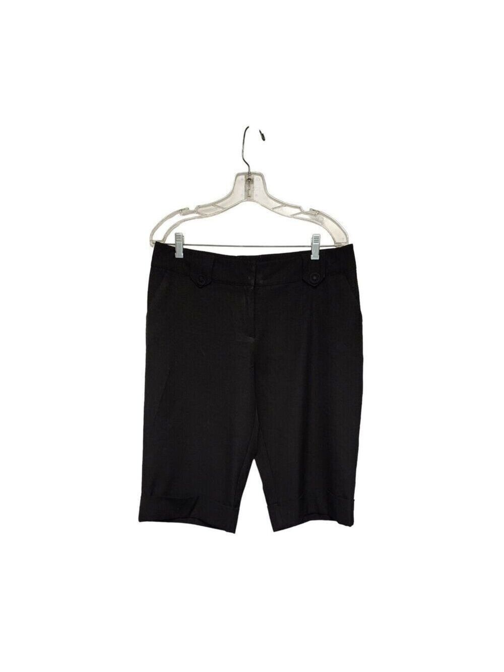 Studio 1940 Petite Bermuda Cuff Hem Wise Leg Casual Pants Size 12P Color Black
